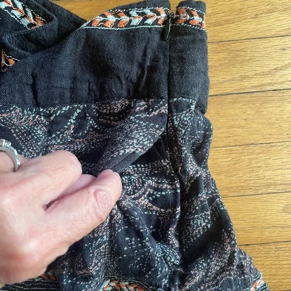 Free People Black  Noyal Heart It Boho Embroidered Print Shorts Skort - Size 0 - Picture 6 of 6